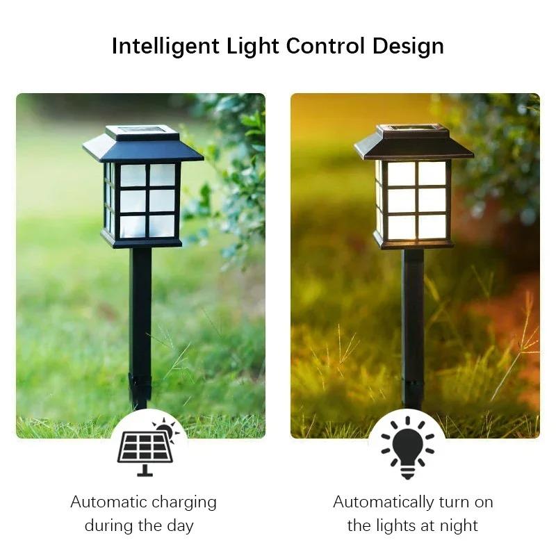 2/4Pack Outdoor Solar Lawn Lights Retro Small House Lamp Courtyard Garden Decoration Small Night LED Inserted Small Palace Lights