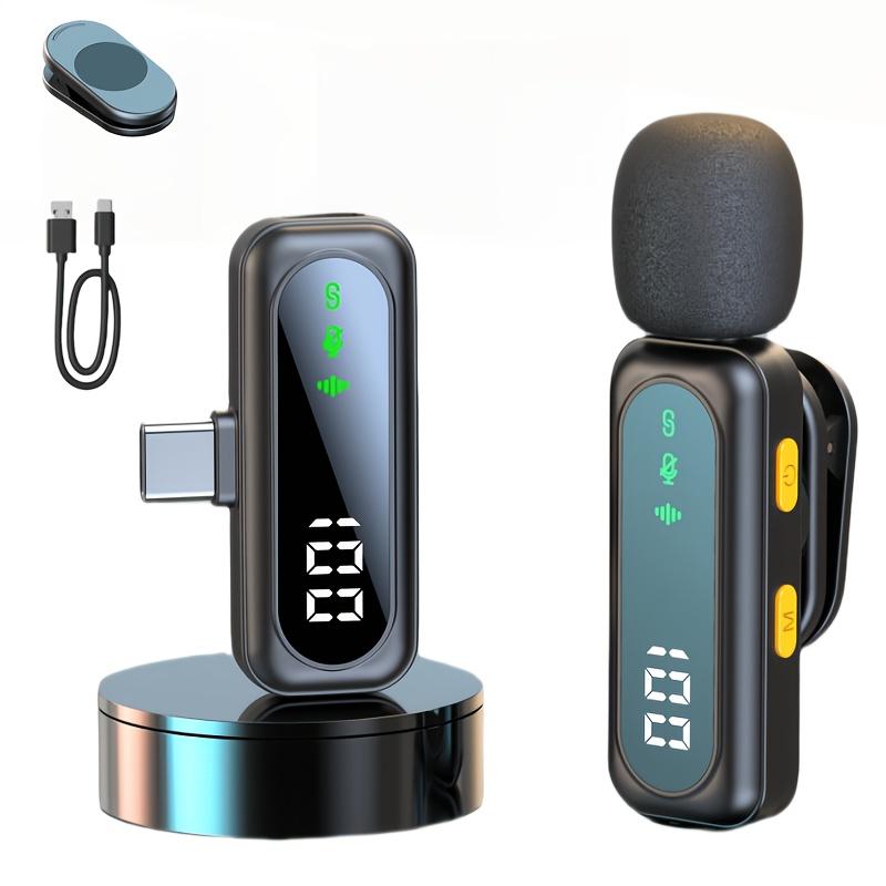

high qualityProfessional Wireless Lavalier Microphone with Digital Battery Display, Feather Windshield, 360° Omnidirectional, USB-C Connector, 100ft No Hairball Windshield
