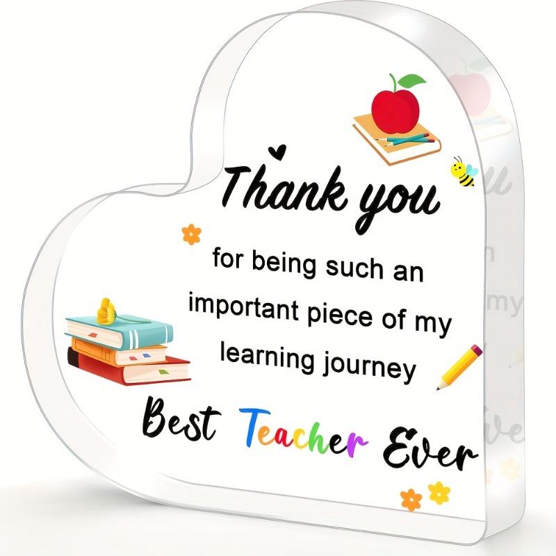 

2D Flat Thank You for Being An Important Piece of My Learning Journey Teacher Appreciation Gift Heart-Shaped Acrylic Decorative Plaque, Home Decor P 10*10CM