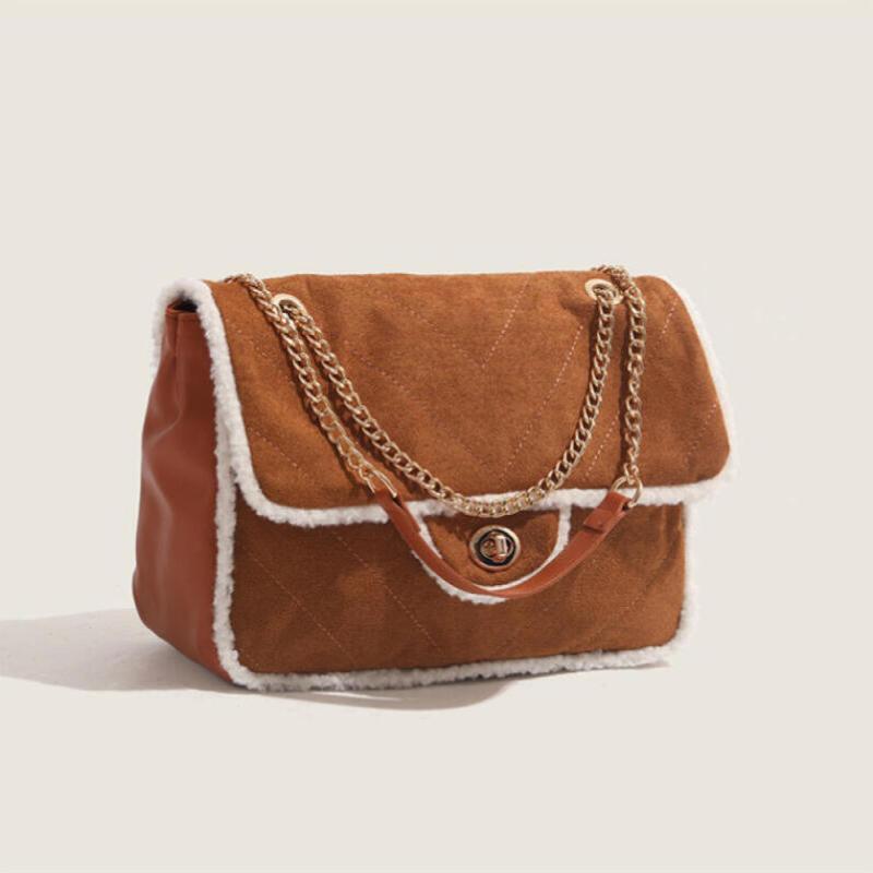 New Fashion Square Bags Female Shoulder Bags Retro Brown Niche Design Advanced Chain Bags Women's Leisure Trend Crossbody Bags