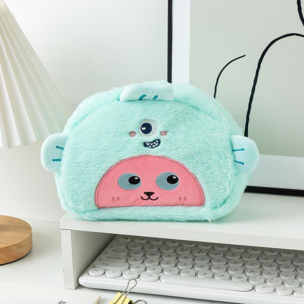 Plush Loopy Pencil Case: Cute Japanese Cartoon Stationery & Large Capacity Makeup Bag - Small Beaver Design