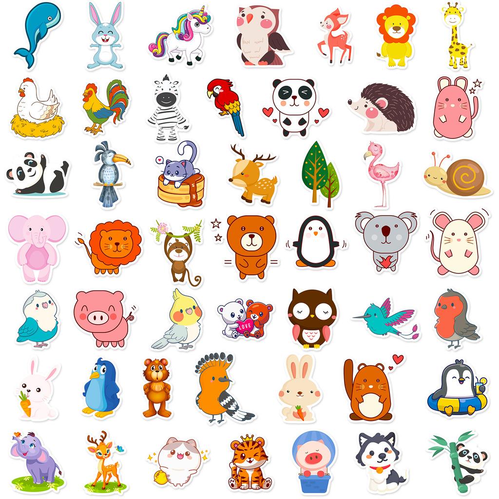 100 Cute Little Animal Stickers Cartoon Diy Waterproof Little Animal Graffiti Stickers Notebook Decorative Stickers