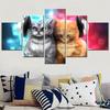 Aesthetic Cute Cats Listening Music Wall Art Canvas Set - Modern Home Decor Abstract Painting Posters for Living Room Bedroom
