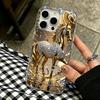 Pattern Diamond-Encrusted Golden Horse Phone Case For Iphone 17 Pro Max 16 15 Pro 14 13 12 11 17 Air 16 Plus Soft Clear Cover
