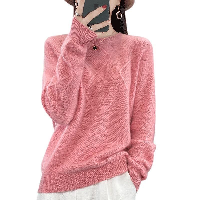 Women's Sweater Autumn Solid Color Round Neck Sweater Women's Pullover Top Knitted Sweater