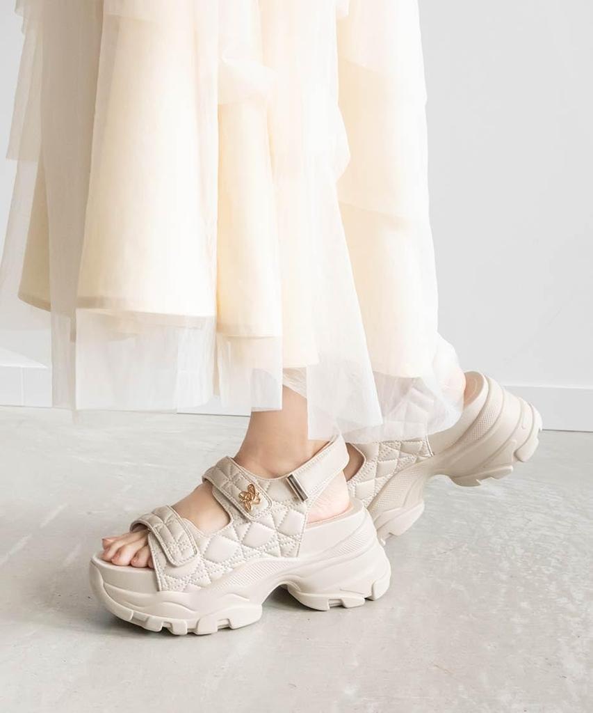 Randa Monogram Quilted Sport Sandals, Women's, Off-White, Size 23.5cm, ER33281