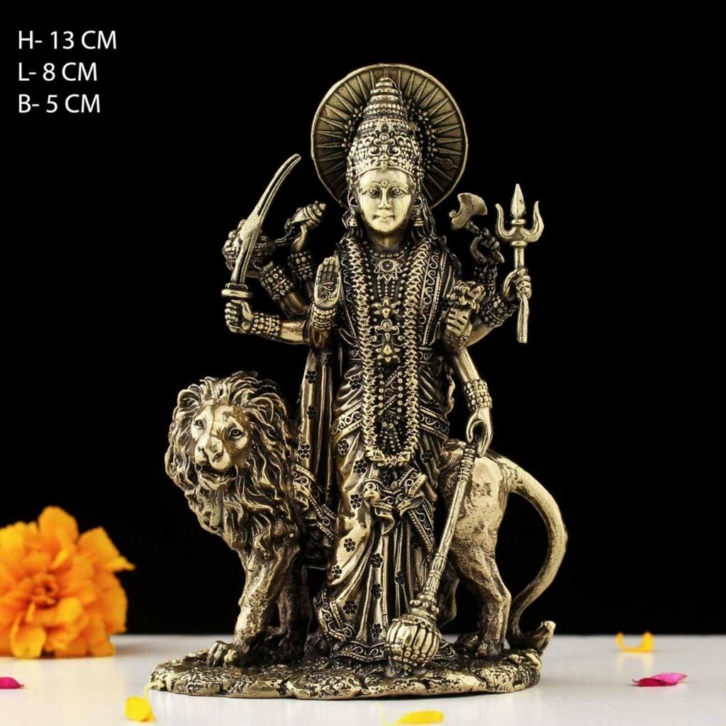 Brass Goddess Durga Maa Statue | 5" Maa Durga Idol Figurine Perfect for Worship and Blessings Gifting Purpose Sculpture