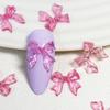 1Bag Pink Candy Ribbon Bows 3D Nail Charm Transparent Jelly Color Summer Nail Decoration Accessories DIY Manicure Decor Parts