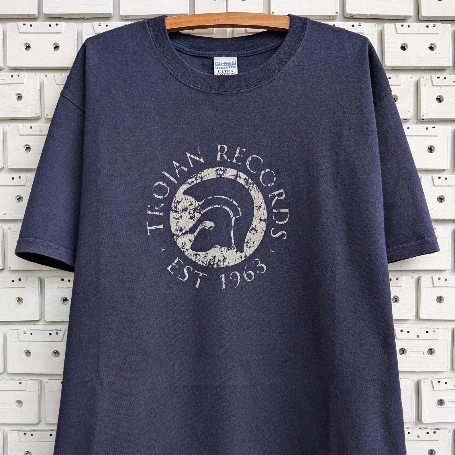 Vintage 00s Trojan Records T shirt British Ska Rocksteady Reggae Dub Dancehall Soul Record Label Merch Tee Size L M