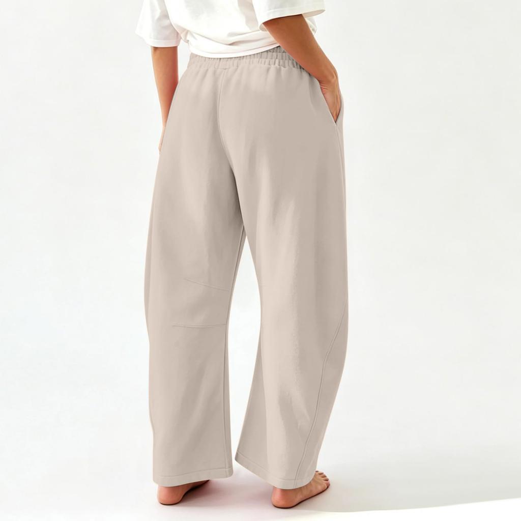 Women's Casual Sweatpants with Drawstring Elastic Waist, Wide Leg and Pockets for Everyday Wear