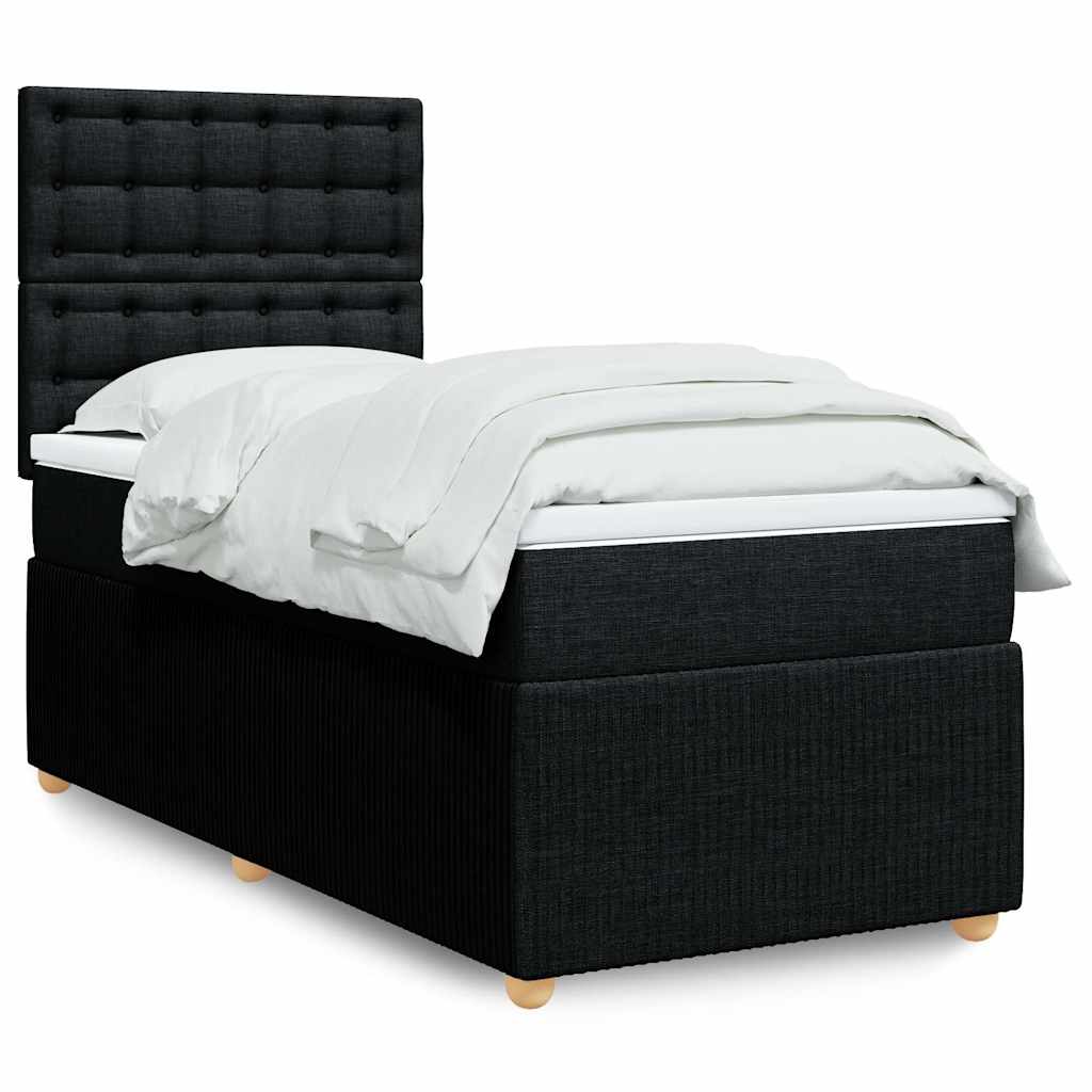 Boxspringbett mit Matratze Schwarz 80 x 200 cm Stoff