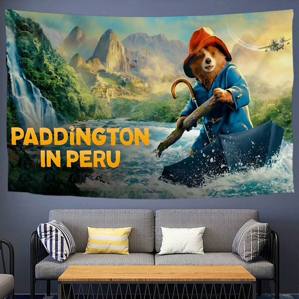 PPaddington Bear Chart Tapestry For Living Room Home Dorm Decor Art Home Decor