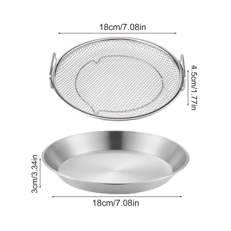 Frying Oil Drain Rack Stainless Steel Mesh Filtering Basket with Tray Oil Drip Filter Air Fryer Accessories Kitchen Draining