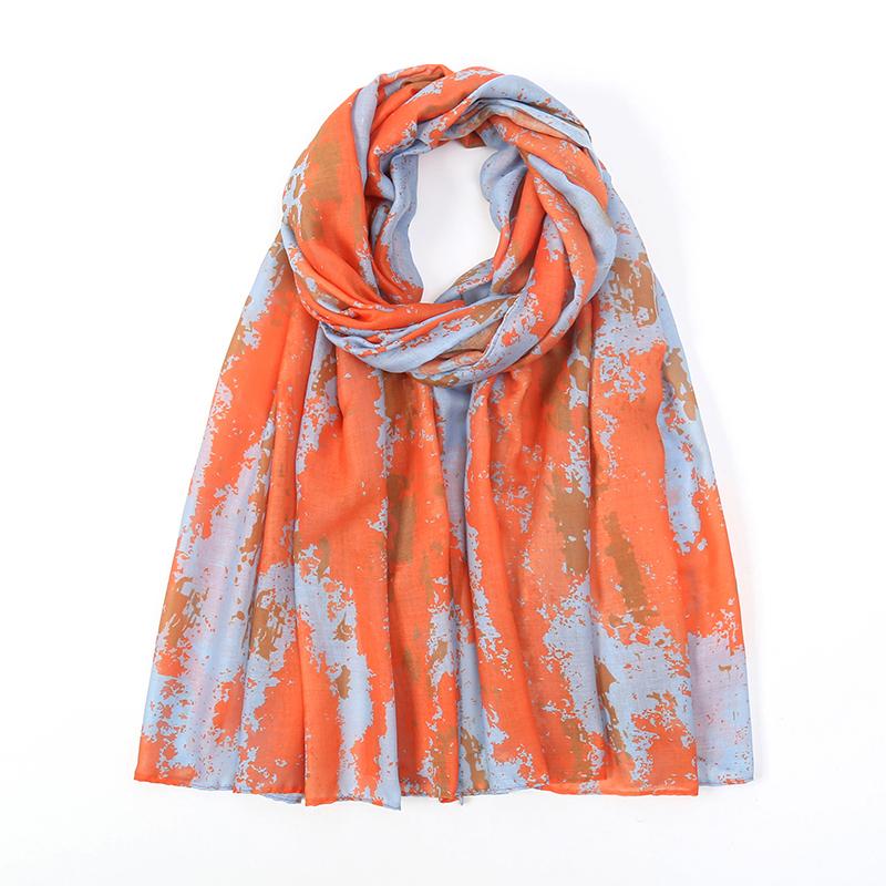 Dames Waterverf Hijab Sjaal Bandana Hoofdband Vintage Luxe Strand 180Cm Lang Zakdoek Bohemia Moslim Accessoires gray