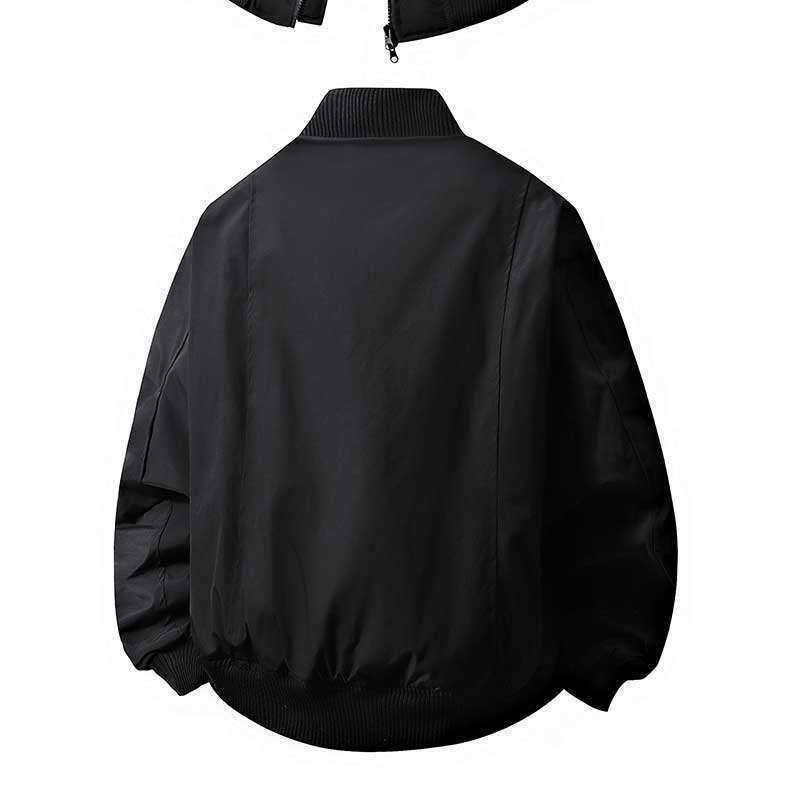 Herren Herbst Einfarbig Doppelreißverschluss Stehkragen Lässig Locker Jacke