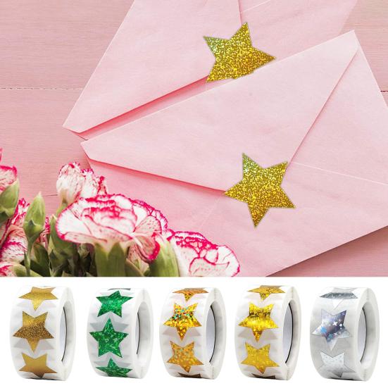 1 Roll PresentStar Sealing Stickers Flash Gradient Color Pretty School Classroom Kids Reward Decals