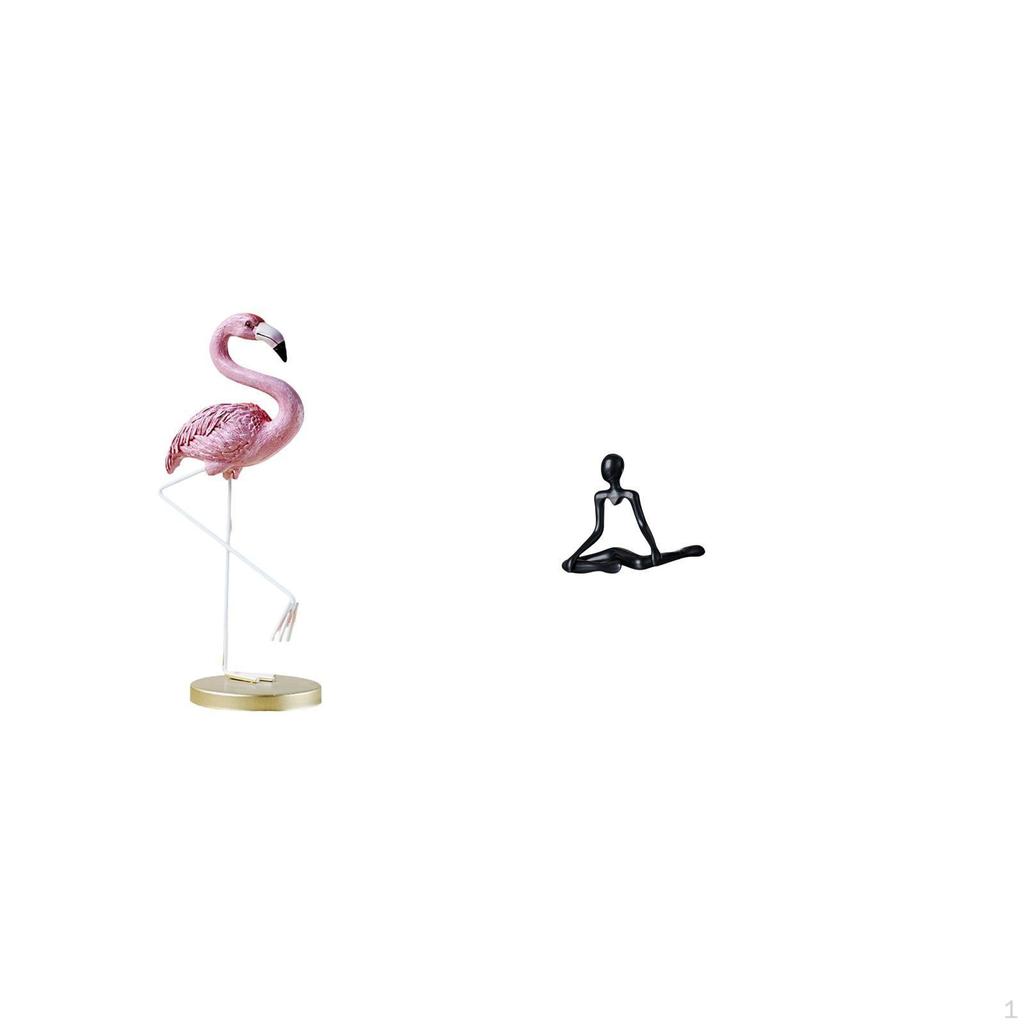 Flamingo Thinker Resin Bird Sculpture Modern Art Figurine Creative Abstract Home Decor Metal Stand