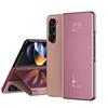Luxury Side Window Smart Dormancy Case for Samsung Galaxy Z Fold 7 6 5 4 3 Plating Mirror PU Leather Stand Cover for Z Fold 7