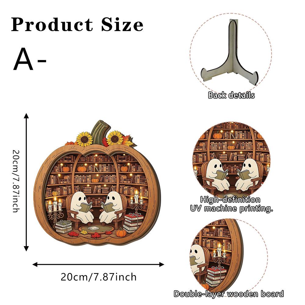 Cross-border Halloween Healing-style Ghost Pumpkin Lantern Teak Ornament Creative Bookshelf Storage Decoration Holiday Gift
