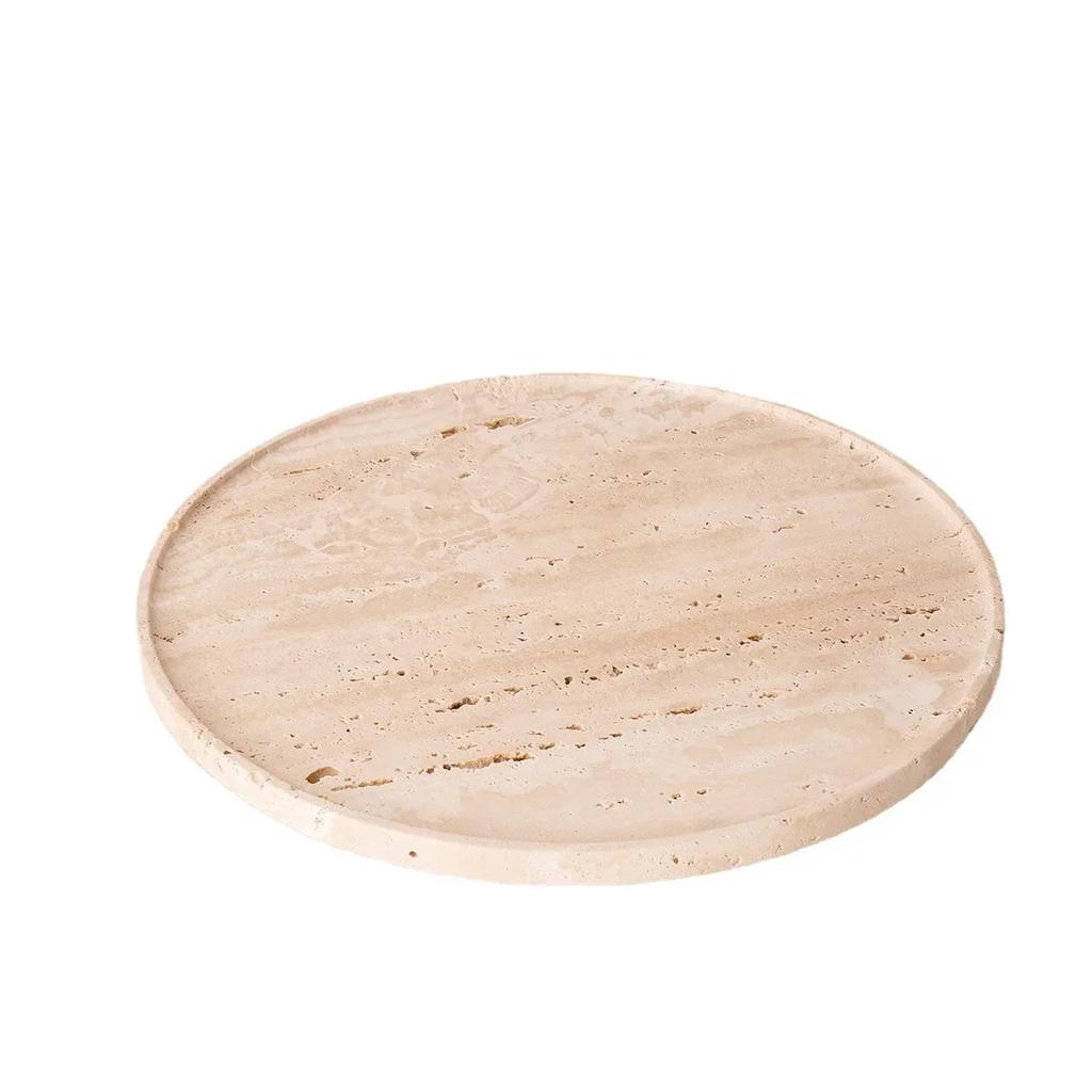 Wabi-sabi Přírodní travertinový kamenný podnos pro kuchyň koupelnu toaletní stolek dekorativní japonský domácí úložný kulatý podnos ozdoby