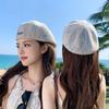 Womens Vintage Style Beret Cap With Short Brim Sunshade Breathable Polyester Summer Accessory