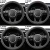 Auto-Lenkradbezüge Rindsleder Wildleder Stoff Lenkradhülle Abdeckung Universal 37-38cm Atmungsaktive Lenkradabdeckungen Auto Auto Zubehör
