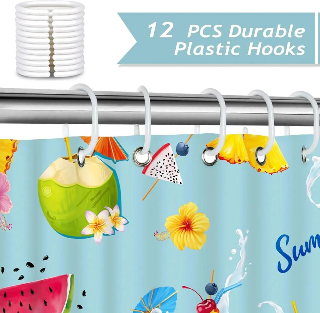 Hawaii Tropical Beach Palm Trees Shower Curtain Bohemian Bathroom Decorative Waterproof Shower Curtain