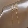 Girl’s Shining Zircon Wheat Tassel Hanging Long Gold Color Drop Earrings 2026 New Design Jewelry For Women's Trendy Accessories