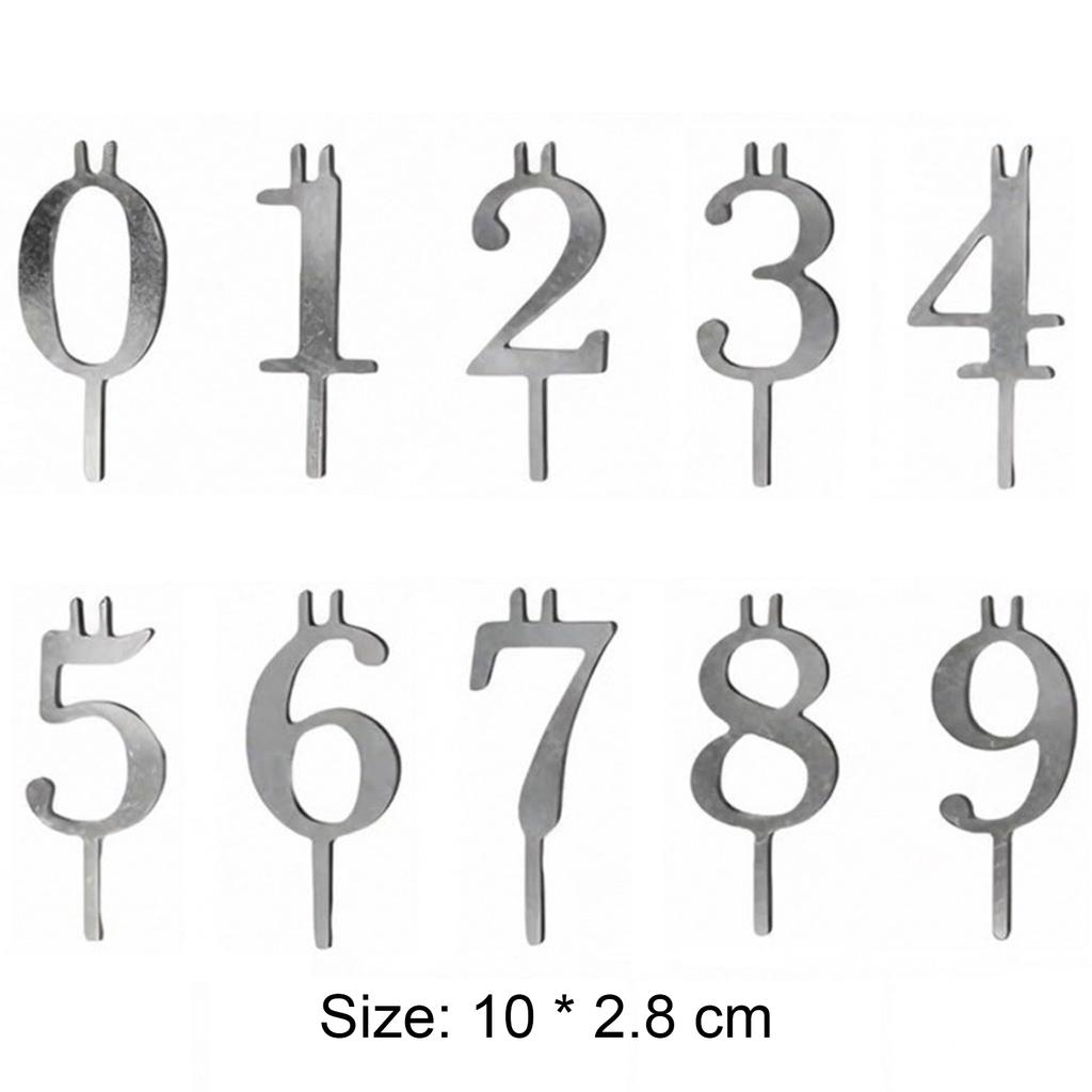 1/2Set Number 0-9 Birthday Candle Holder Reusable Digital Birthday Cake Candle Holders Set Stainless Steel Cake Numeric Candles
