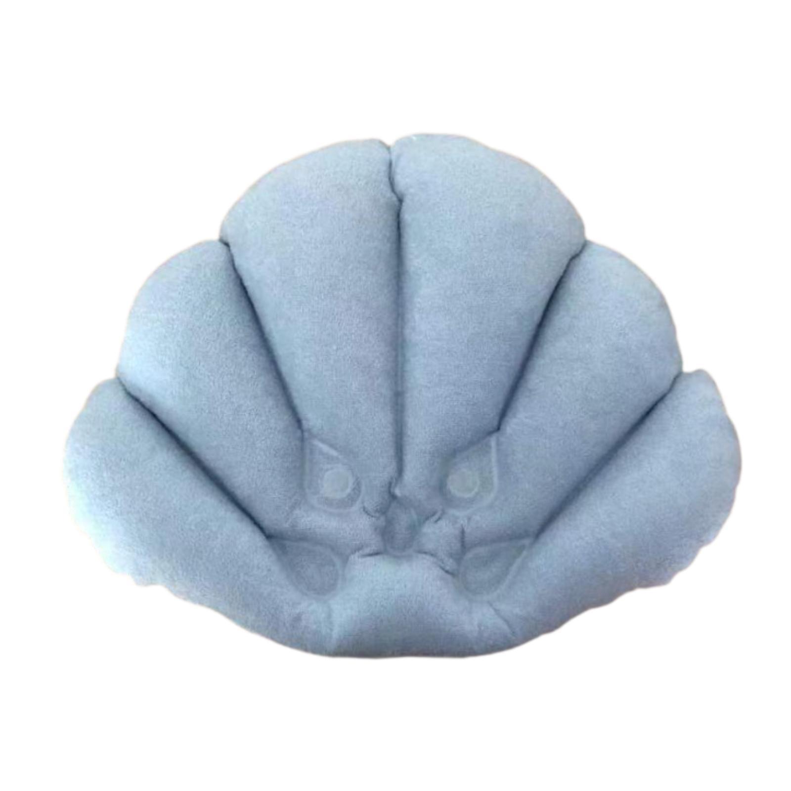 

Shell Shaped Inflatable Bath Pillow Nonslip Head Supports Cushion Comfortable Suction Cup Bath Cushion Support for Home синій