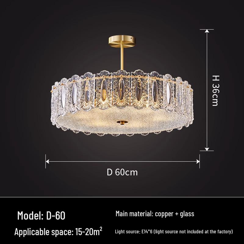 Nordic Copper Crystal Chandelier - Luxury French Design for Entrance, Balcony, Bedroom, or Cloakroom