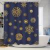 Luxurious Golden Snowflake Printed Blue Shower Curtain Home Decor Waterproof Privacy Shield 72X84In (183X213Cm)