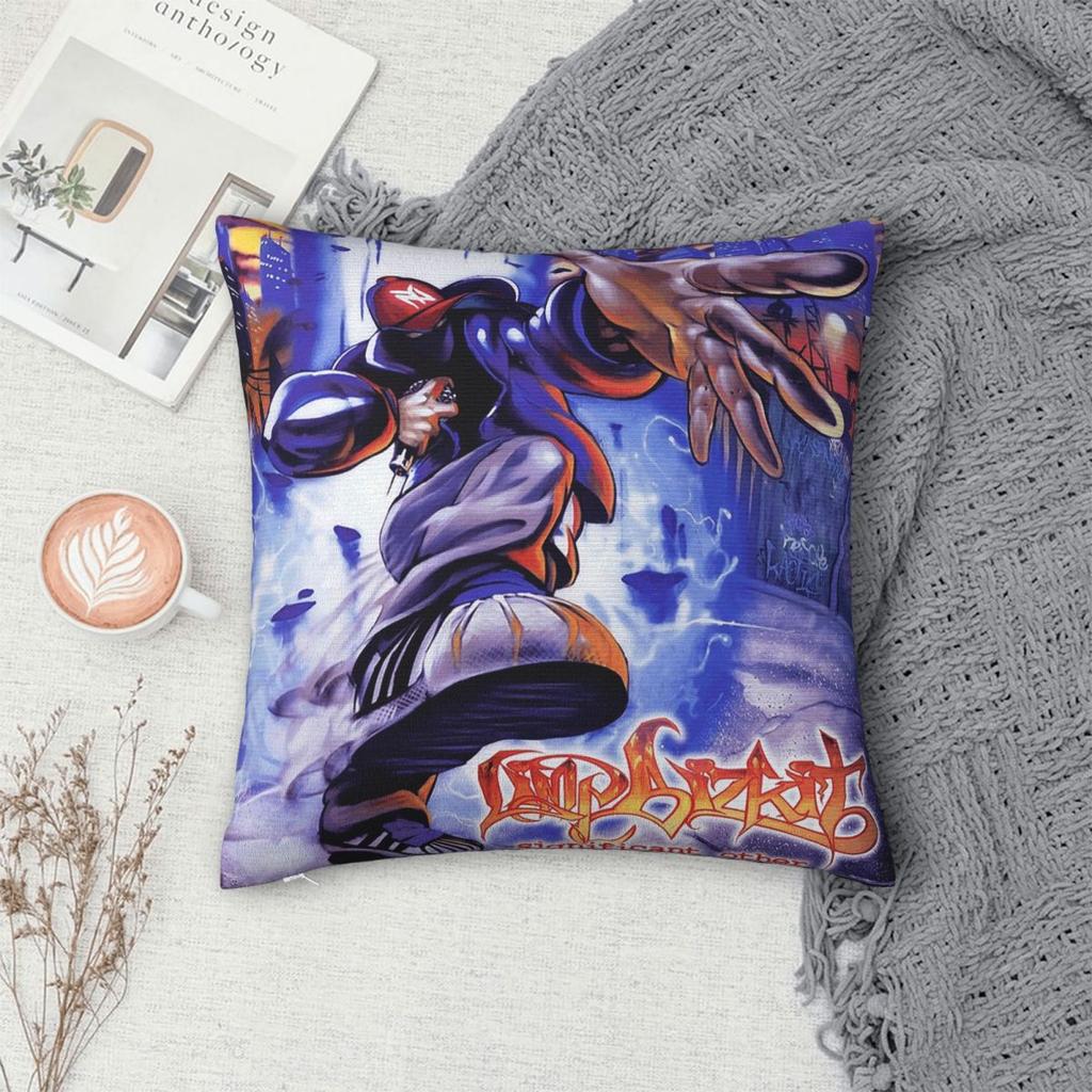 Limp Bizkit Amerikaanse Rap Rock Vierkant Kussensloop Kussenhoes Kussensloop Sierkussenhoes voor Thuis Bank Woonkamer