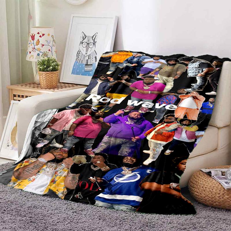 HOT Rod Wave 3D Print Rapper Star Soft Plush Blanket,Flannel Throw Blanket for Living Room Bedroom Picnic Bed Sofa Cover