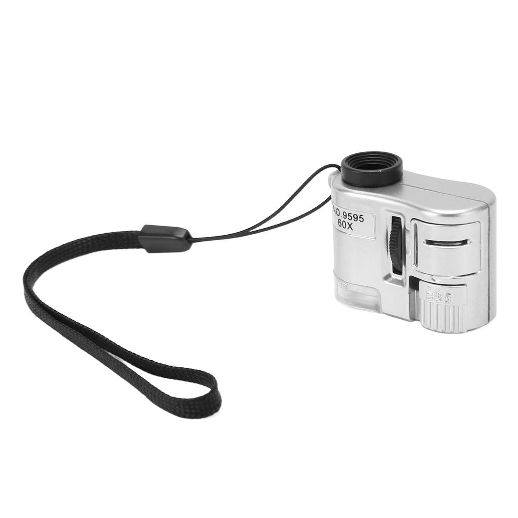 60X Mini Pocket Microscope Magnifier with LED Light Portable Microscope with UV Currency Detecting Lamp for Money