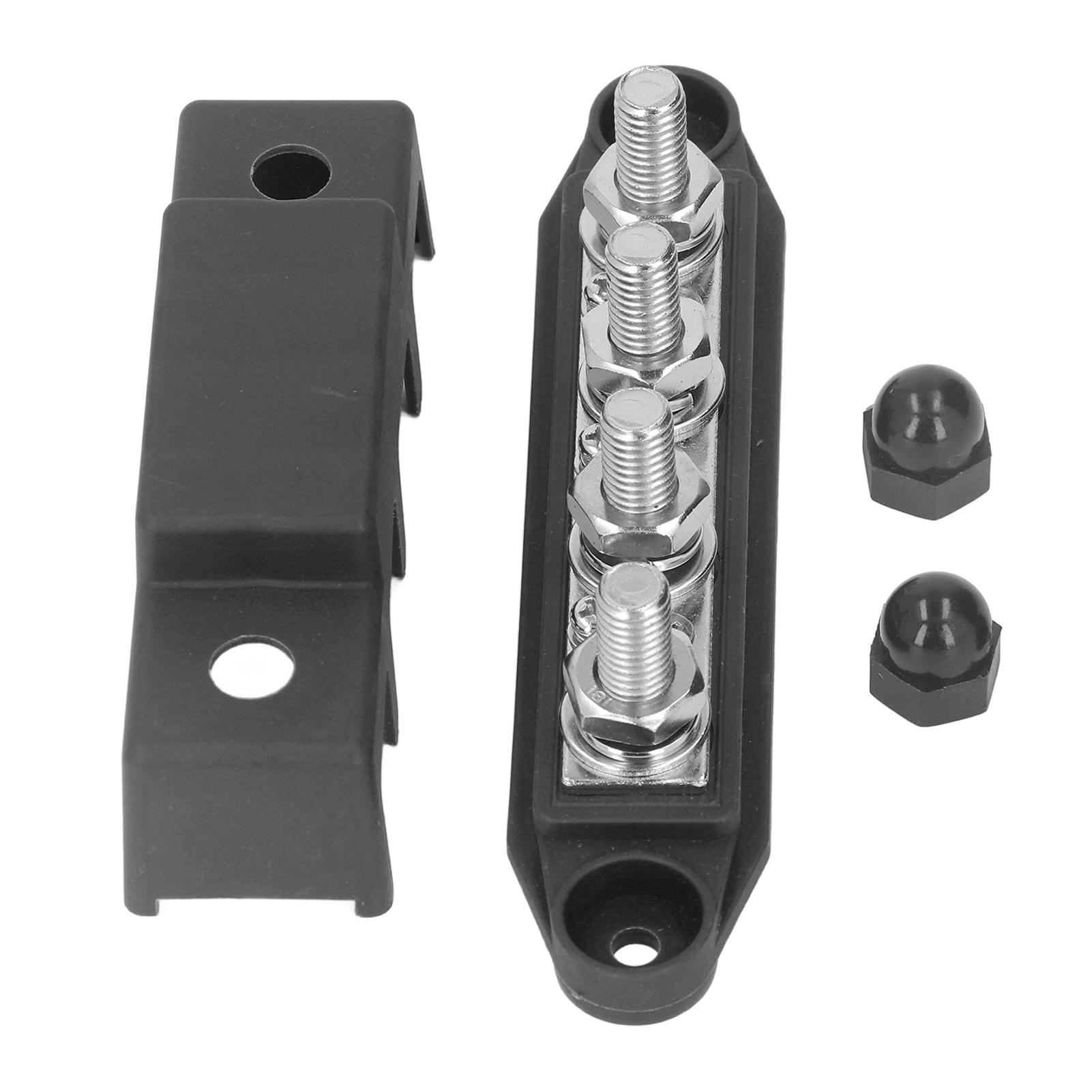 

4 Position Bus Bar M10 Studs Power Distribution Block for Automobile RV Yacht 48VDC 250A Black чорний