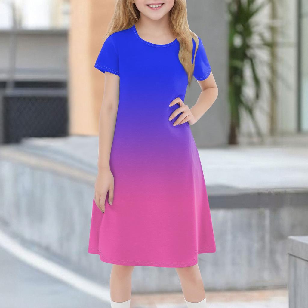 Children's Summer Short-sleeved Casual Fashion Round Neck Dress