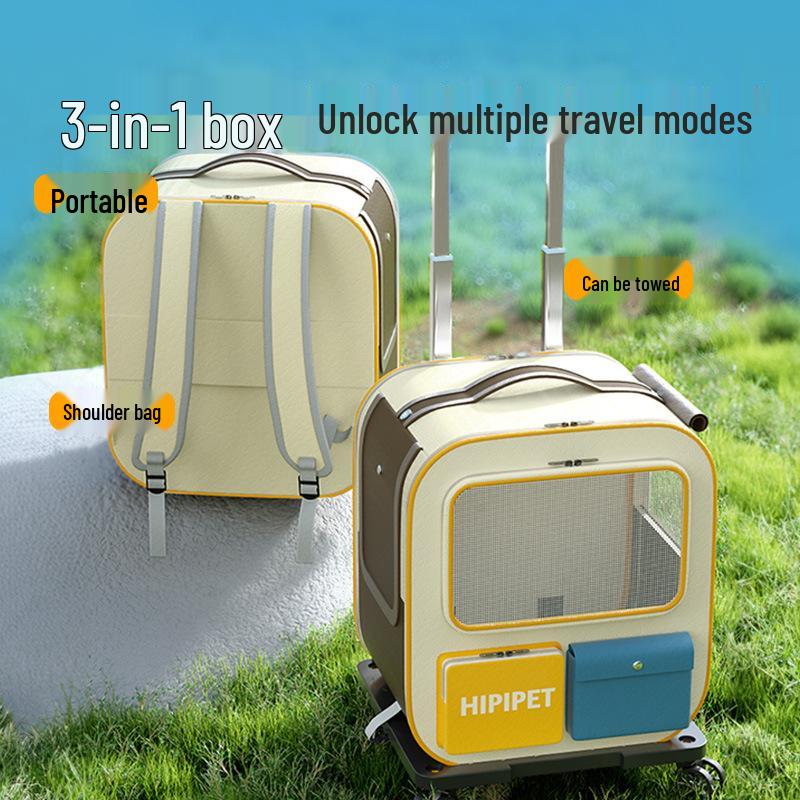 Portable Pet Carrier Trolley: Large Capacity Double Shoulder Bag for Dogs & Cats