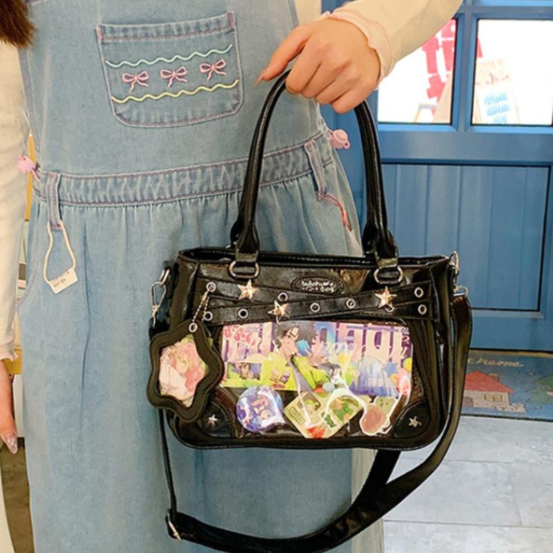 Transparent Ita Bag For Anime Fans Cute Jk Style Crossbody Bag With Clear Window Display Pins Women Versatile Shoulder Handbag