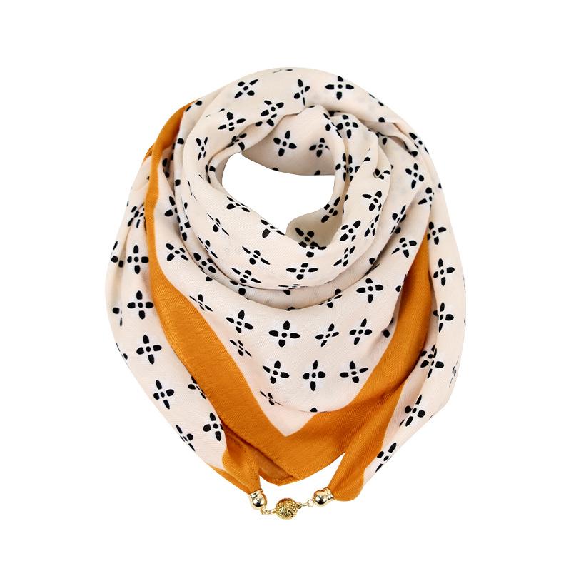 Golden Bean Magnetic Buckle Scarf – Fashionable Cotton & Linen Shawl for Mothers