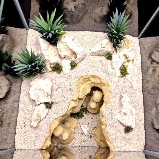 Aquariumhöhle Tunnel Osterinsel Moai Statuen unter Kieshöhle Kleinfisch- und Garnelenversteck mit Sichtfenstern für Betta Pleco Garnelen