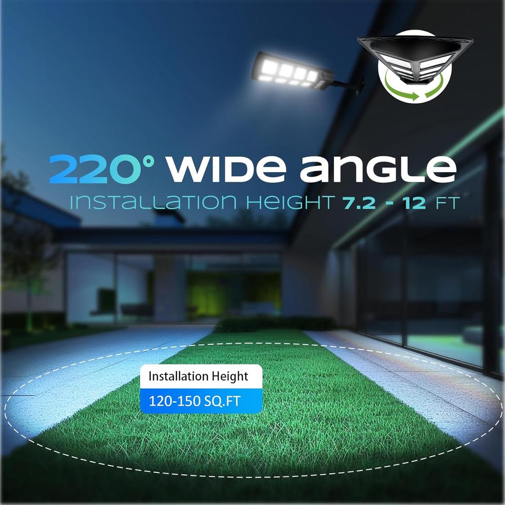 Solar Lights Outdoor Waterproof 6500K 12000LM LED Street Lights with Motion Sensor & Remote Control for Yard, Parking Lot (1 Pac