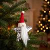 Soft Plush Decorative Figures Christmas Gnome Star Ornaments, Sparkly Faceless Dwarf Hanging Decoration with Knitted Sparkling Sequin Decor