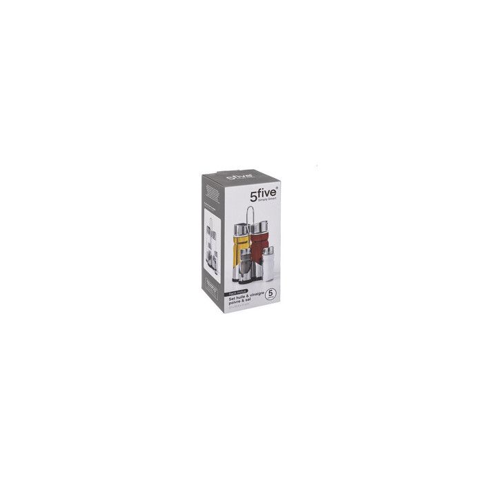 Set porte huile et vinaigre - 5x5x21cm - Couvercles en acier inox - Joint en silicone