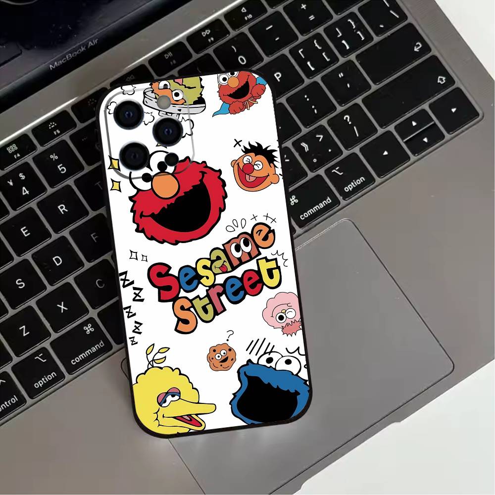 Sesame S-Street Cookie Elmo  Phone Case For iPhone 17,16,15,14,13,12,11 Plus,Pro Max,XS,Soft Silicone Black Cover
