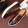 New Black Men Sneakers Slip-On Solid Double Buckle Brown Platform Shoes Men's Vulcanize Shoes  Size 38-46