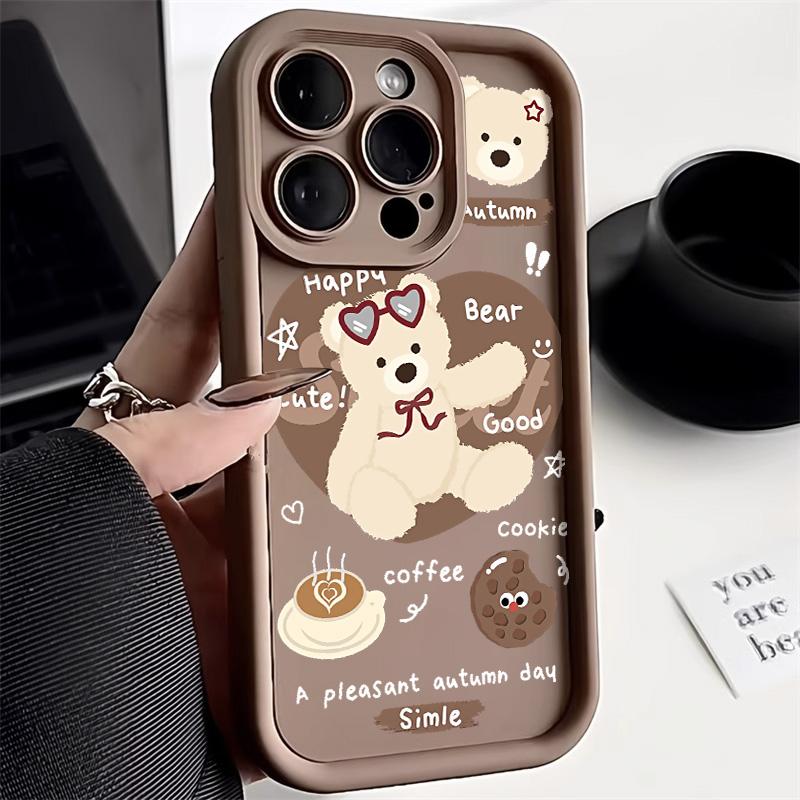 Cute Bear Phone Case For IPhone 17 Air 16 11 12 13 Pro Max 14 15 Plus Soft Silicone Shockproof Durable Fashion Protective Cover