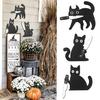 3Pcs/Set Holding Cutter Black Cat Decoration Farmhouse Rustic Wooden Halloween Cat Wall Art Home Bedroom Living Room Door Frame Decorative Sign