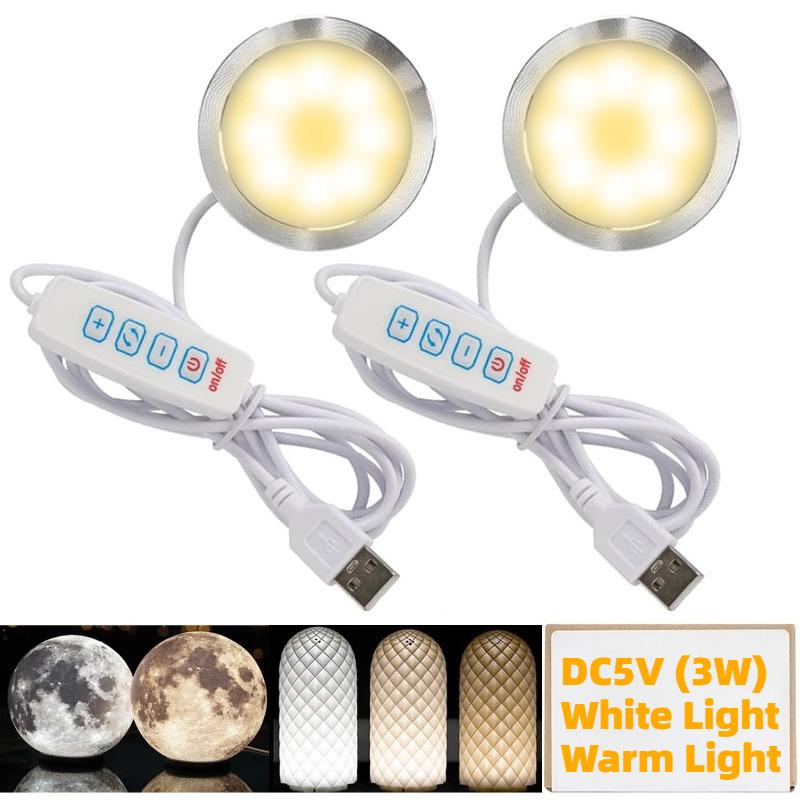 USB DC5V 2W Dimmbarer Mini-LED-Strahler Aufputz Runde Deckenleuchte DIY Beleuchtung für Vitrinen für Zuhause Ausstellung Vitrine