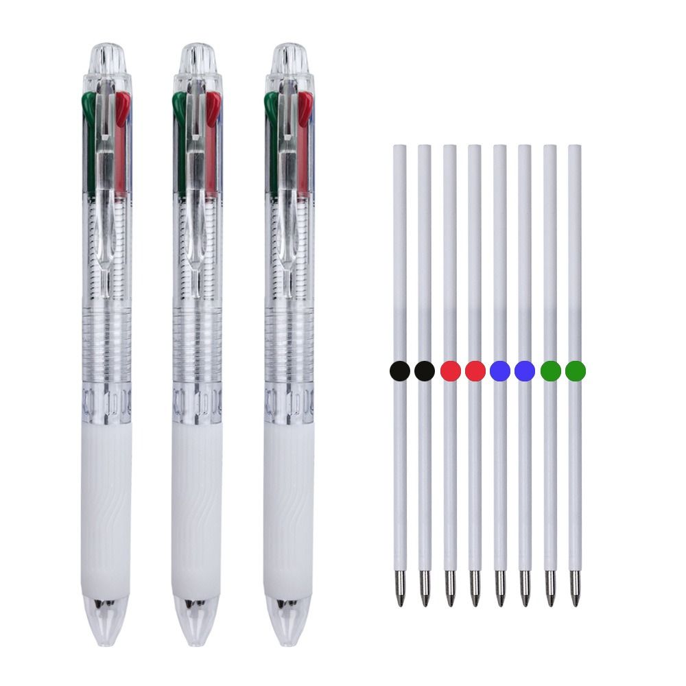 Four-color Ballpoint Pen Transparent Rod Multi-color Writing Pen New Gel Pen  School Office